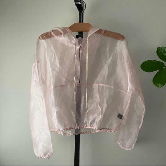 Iris Chiffon Hooded Jacket Sheer See Through Pink Women’s Size Medium - Picture 1 of 7